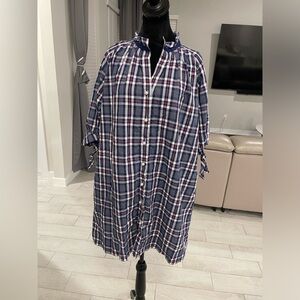 August Morgan Pearl buttons pocket Cotton Dress M/L